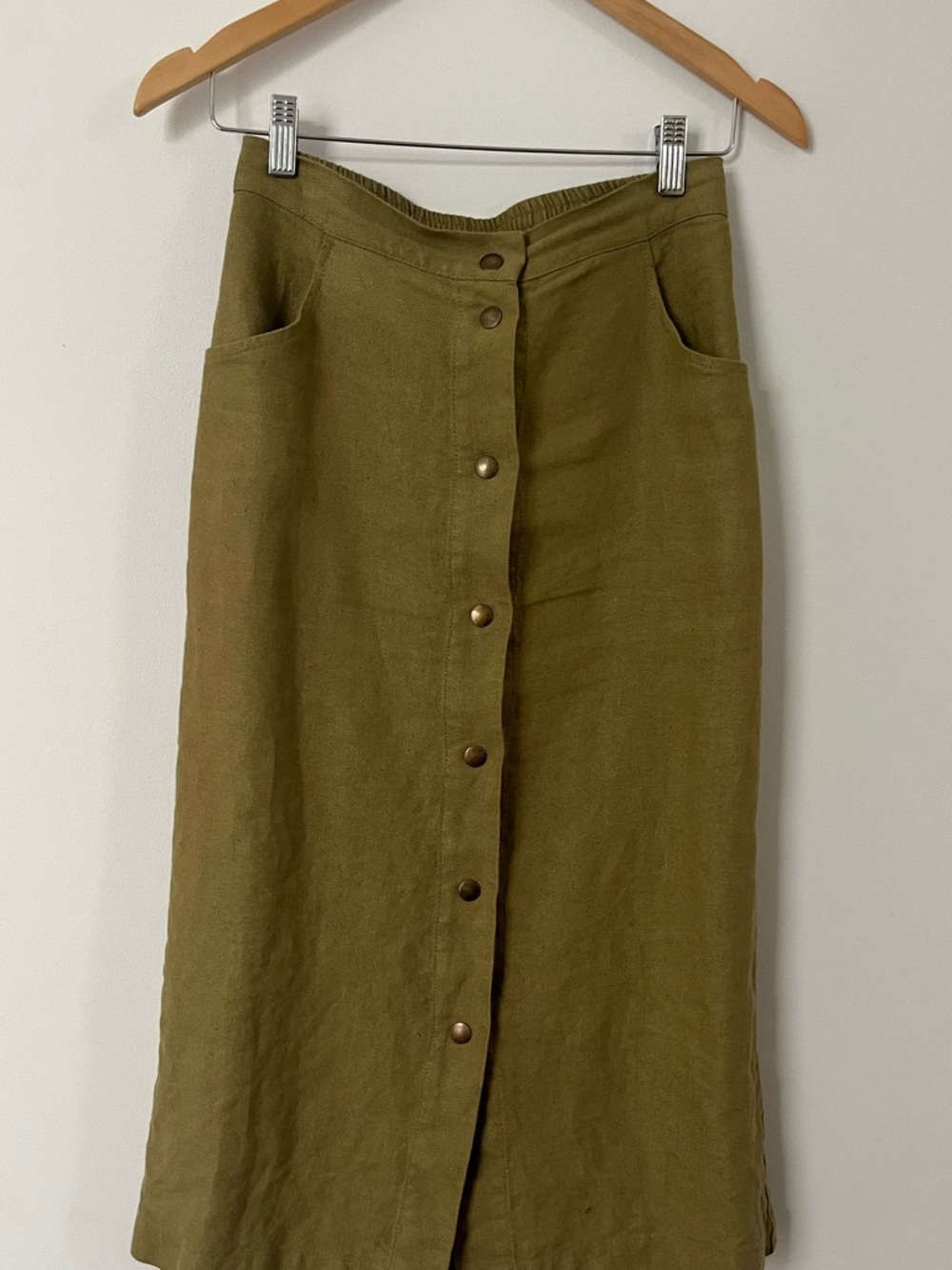Linenfox Heidi Linenfox skirt in heavy linen olive green - Picture 5 of 8